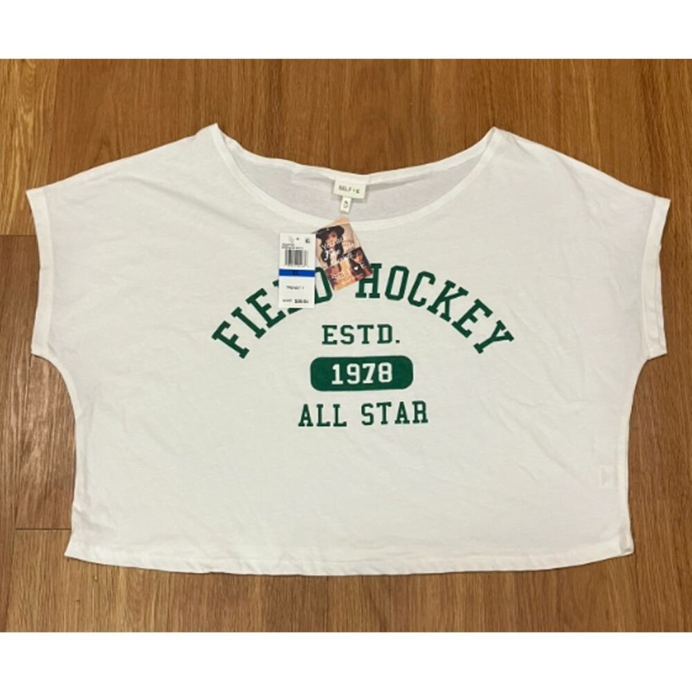 Self Esteem Graphic Print Dolman Sleeve Boat Neck CropTop XL